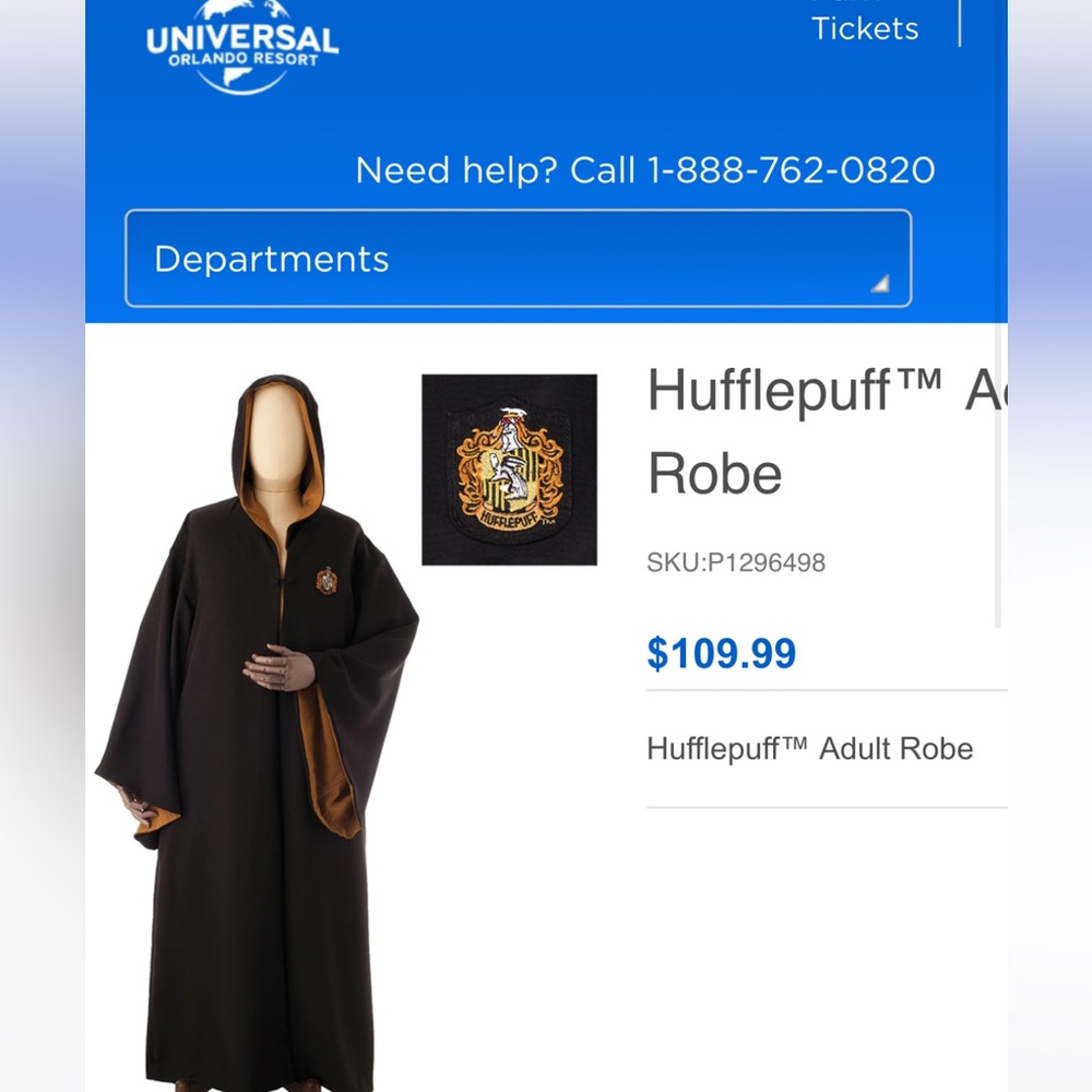Harry Potter Wizarding World Hufflepuff Robe